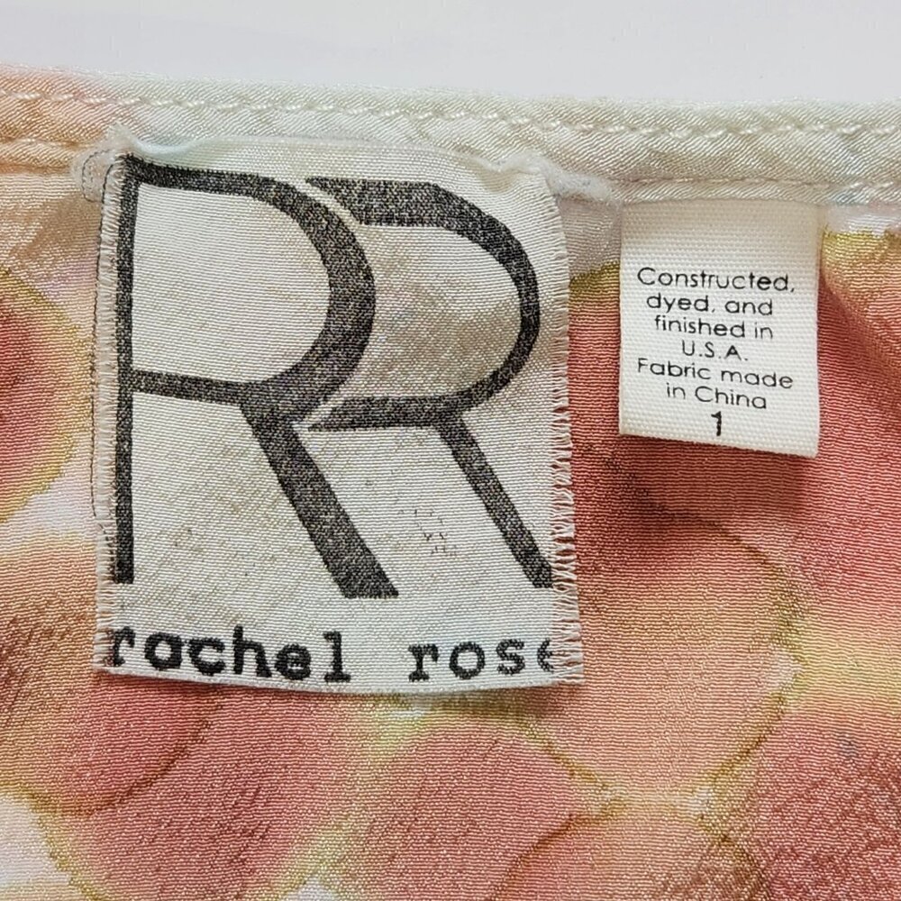 Rachel Rose Silk Blouse Womens S Hand Painted Watercolor Pink Blue Cap Sleeve - Picture 3 of 10